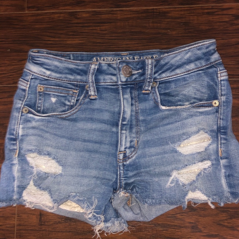 American Eagle Hi Rise Shortie Denim Shorts